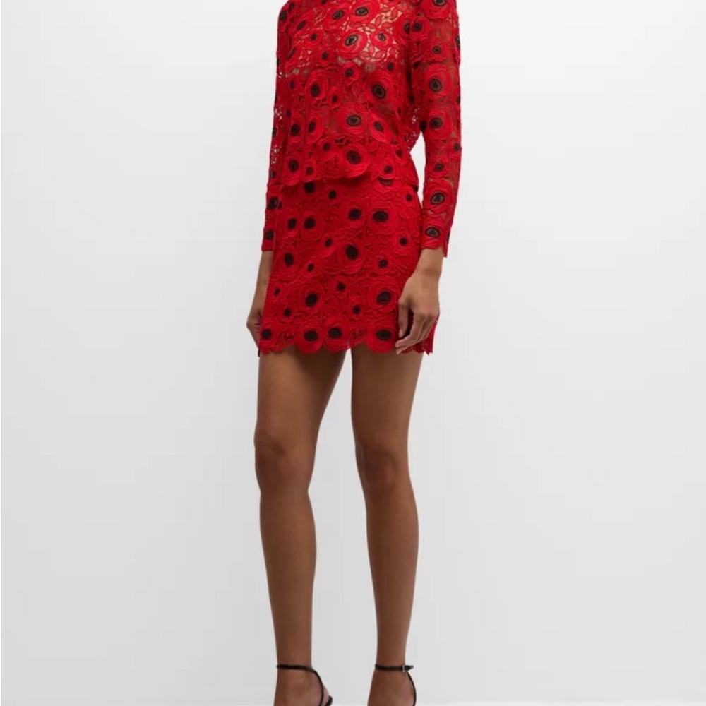 Milly Red Lace Skirt Set